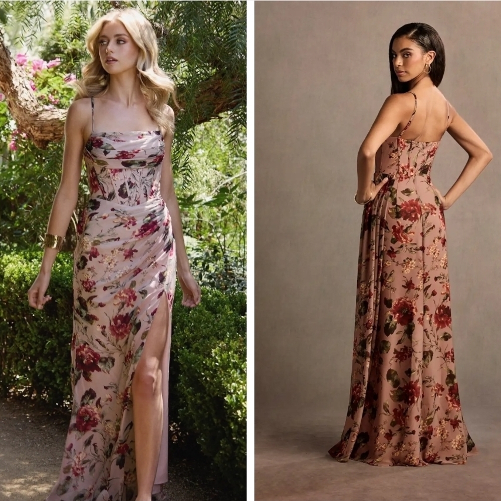 Azazie Floral Maxi Dress with Spaghetti Straps